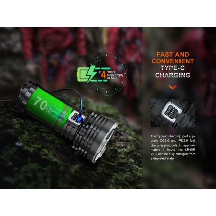 Fenix LR40RV20 - Світлодіодний акумуляторний ліхтарик LED/USB IP68 15000 лм 177 год. 5000 mAh