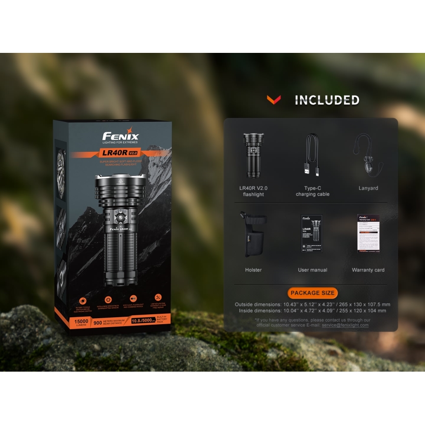 Fenix LR40RV20 - Світлодіодний акумуляторний ліхтарик LED/USB IP68 15000 лм 177 год. 5000 mAh