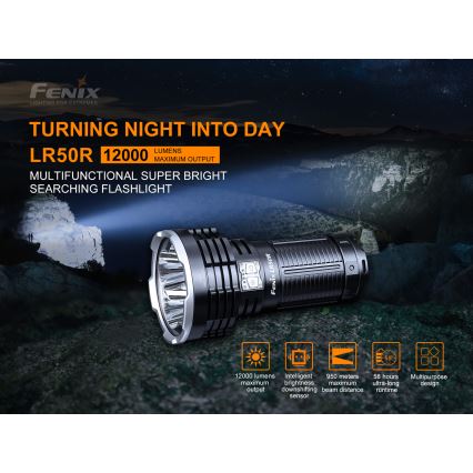 Fenix LR50R - Светодиодный аккумуляторный фонарь 4xLED/USB IP68