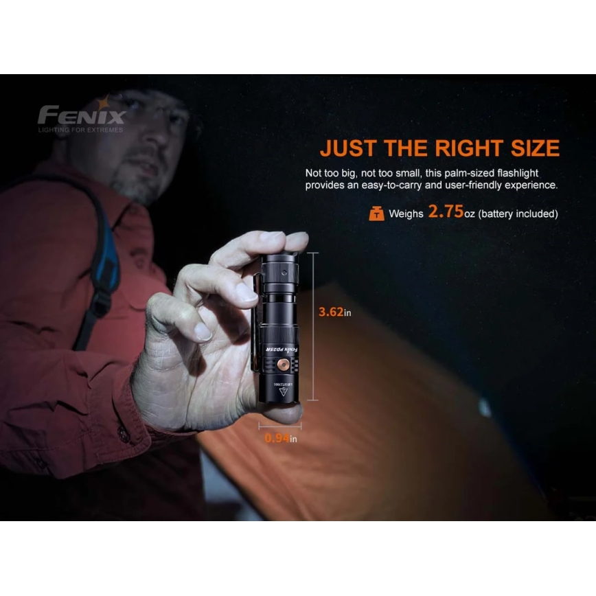 Fenix PD25R - Світлодіодний акумуляторний ліхтарик LED/USB/1xCR123A IP68 800 лм 70 год. 700 mAh