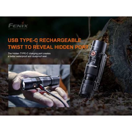 Fenix PD25R - Світлодіодний акумуляторний ліхтарик LED/USB/1xCR123A IP68 800 лм 70 год. 700 mAh