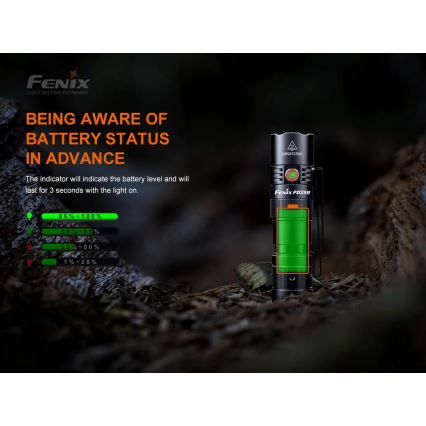 Fenix PD25R - Світлодіодний акумуляторний ліхтарик LED/USB/1xCR123A IP68 800 лм 70 год. 700 mAh