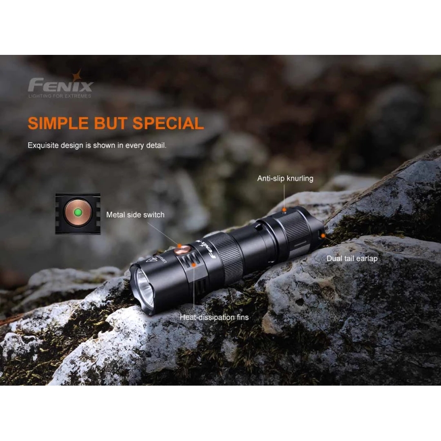 Fenix PD25R - Світлодіодний акумуляторний ліхтарик LED/USB/1xCR123A IP68 800 лм 70 год. 700 mAh