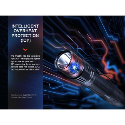 Fenix PD35R - Светодиодный аккумуляторный фонарик LED/USB IP68 1700 лм 100 ч