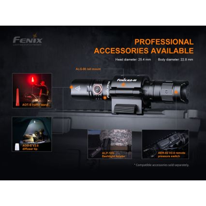 Fenix PD35V30 - Светодиодный аккумуляторный фонарь LED/USB/2xCR123A IP68 1700 блестящий 230 ч 2600 mAh