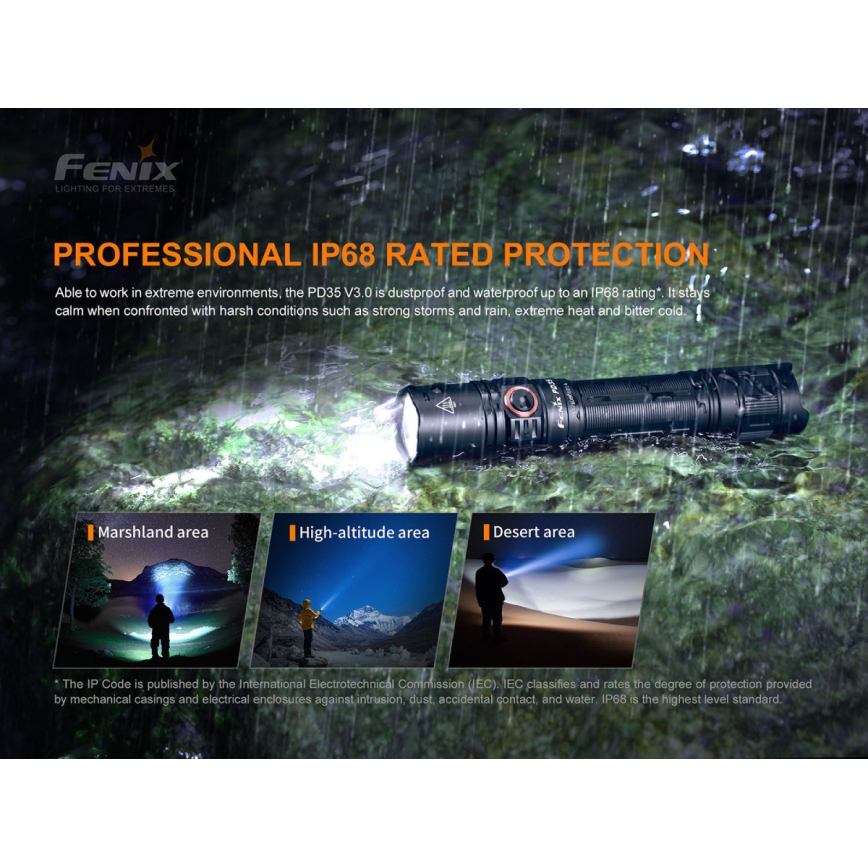 Fenix PD35V30 - Світлодіодний акумуляторний ліхтарик LED/USB/2xCR123A IP68 1700 лм 230 год. 2600 mAh