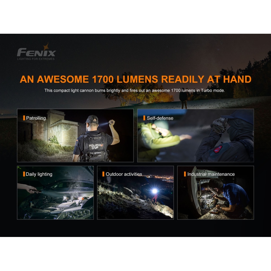 Fenix PD35V30 - Світлодіодний акумуляторний ліхтарик LED/USB/2xCR123A IP68 1700 лм 230 год. 2600 mAh