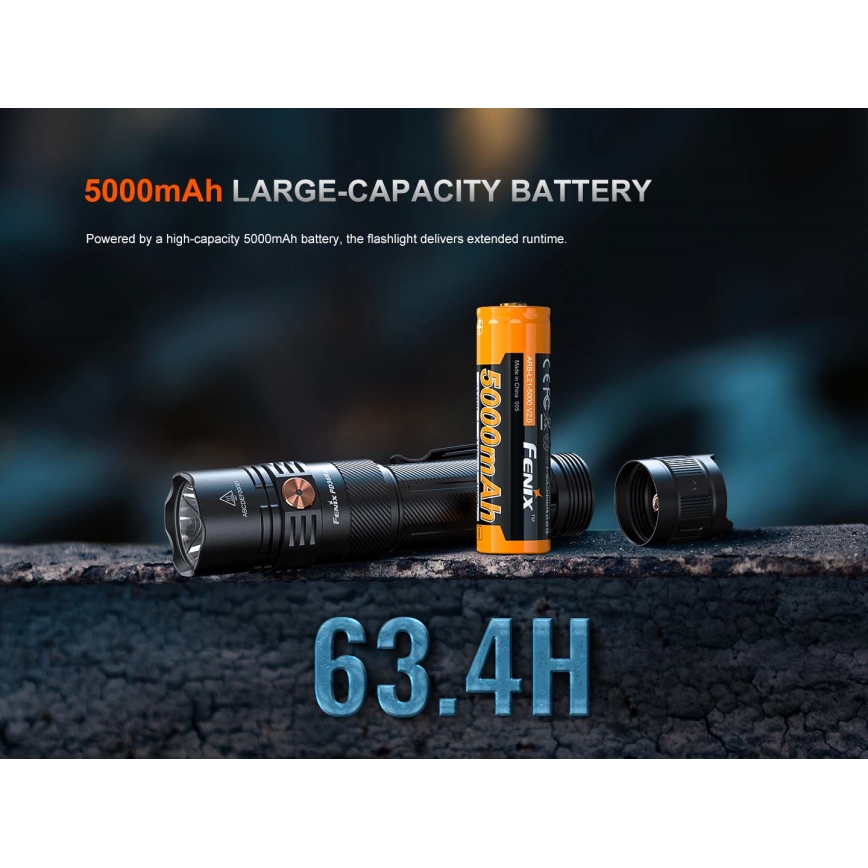 Fenix PD36RACE - регульований перезаряджуваний ліхтар LED/USB 5000 mAh IP68 3000 lm 63,45 год чорний