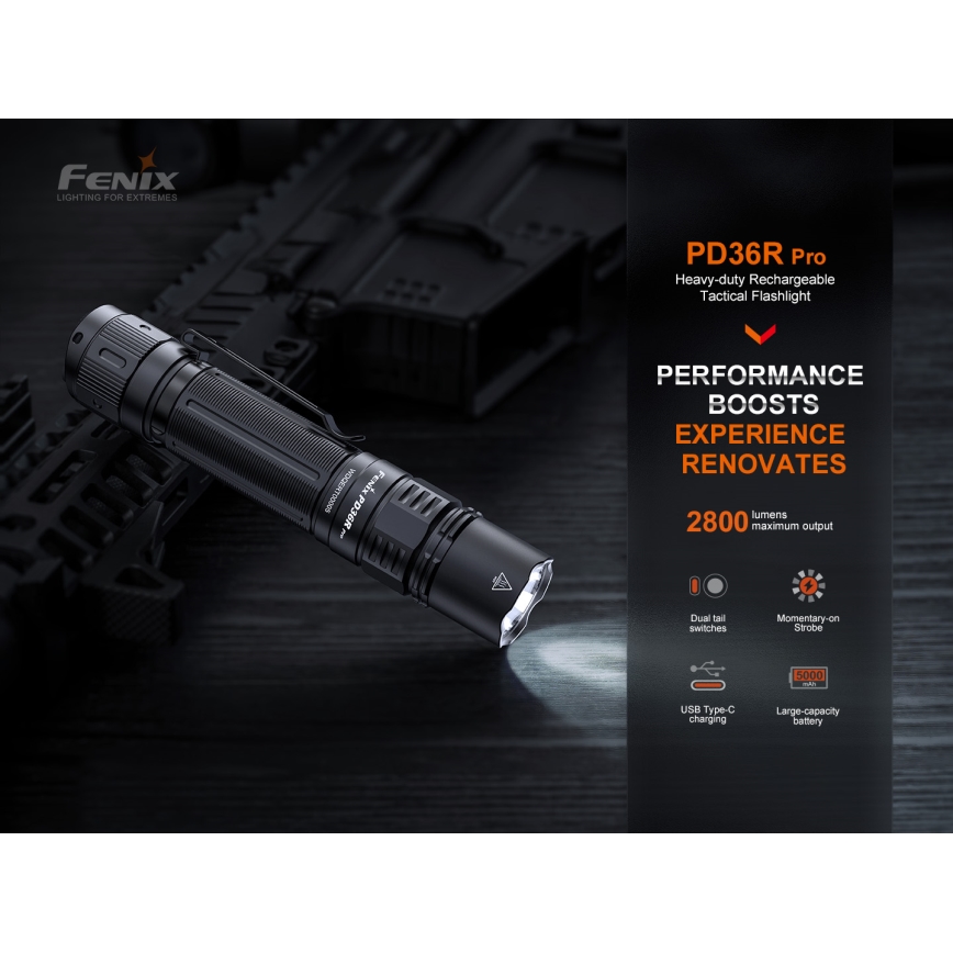 Fenix PD36RPRO - LED Тактичний акумуляторний ліхтарик LED/USB IP68 2800 лм 42 год. 5000 mAh