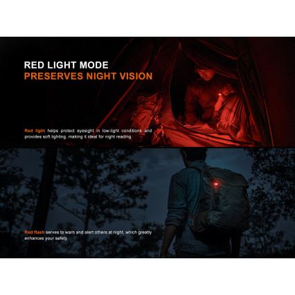 Fenix SW05RREDBLC - LED Акумуляторний ліхтарик з регулюванням яскравості LED/USB IPX6 150 лм 49 год чорний