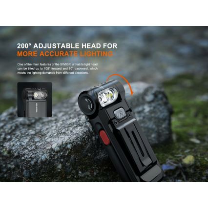 Fenix SW05RREDBLC - LED Акумуляторний ліхтарик з регулюванням яскравості LED/USB IPX6 150 лм 49 год чорний