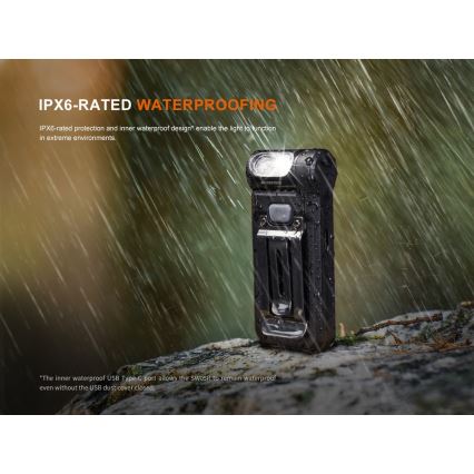 Fenix SW05RREDBLC - LED Акумуляторний ліхтарик з регулюванням яскравості LED/USB IPX6 150 лм 49 год чорний