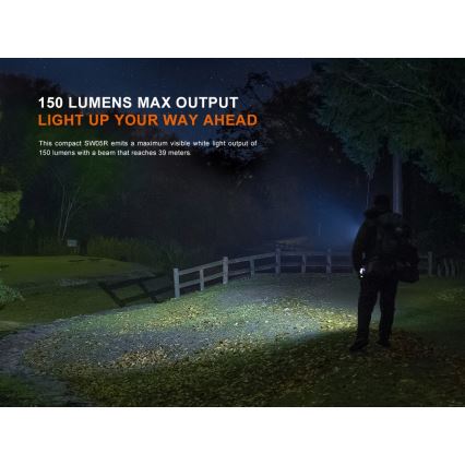 Fenix SW05RUVBLC - LED Акумуляторний ліхтарик з регулюванням яскравості LED/USB IPX6 150 лм 49 год чорний