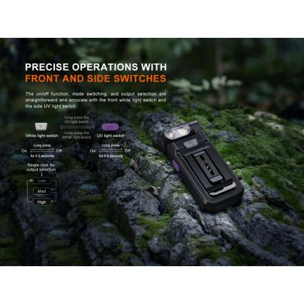Fenix SW05RUVBLC - LED Акумуляторний ліхтарик з регулюванням яскравості LED/USB IPX6 150 лм 49 год чорний