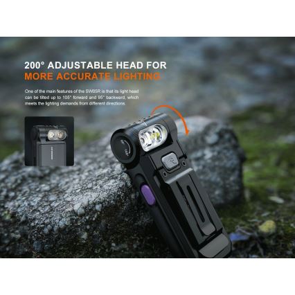 Fenix SW05RUVBLC - LED Акумуляторний ліхтарик з регулюванням яскравості LED/USB IPX6 150 лм 49 год чорний
