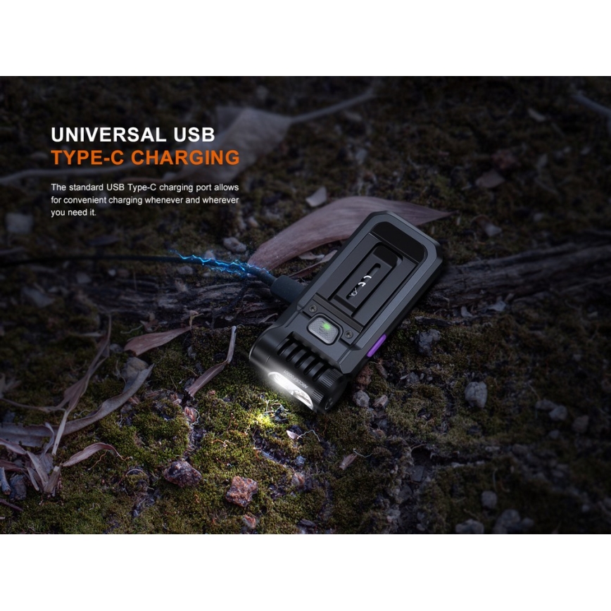 Fenix SW05RUVBLC - LED Акумуляторний ліхтарик з регулюванням яскравості LED/USB IPX6 150 лм 49 год чорний
