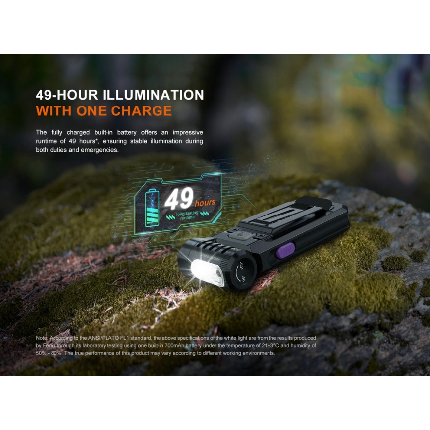 Fenix SW05RUVBLC - LED Акумуляторний ліхтарик з регулюванням яскравості LED/USB IPX6 150 лм 49 год чорний