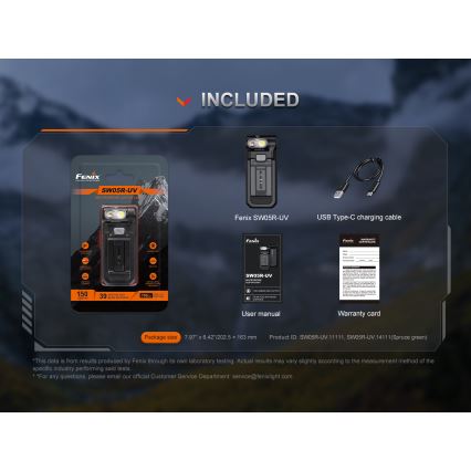 Fenix SW05RUVBLC - LED Акумуляторний ліхтарик з регулюванням яскравості LED/USB IPX6 150 лм 49 год чорний