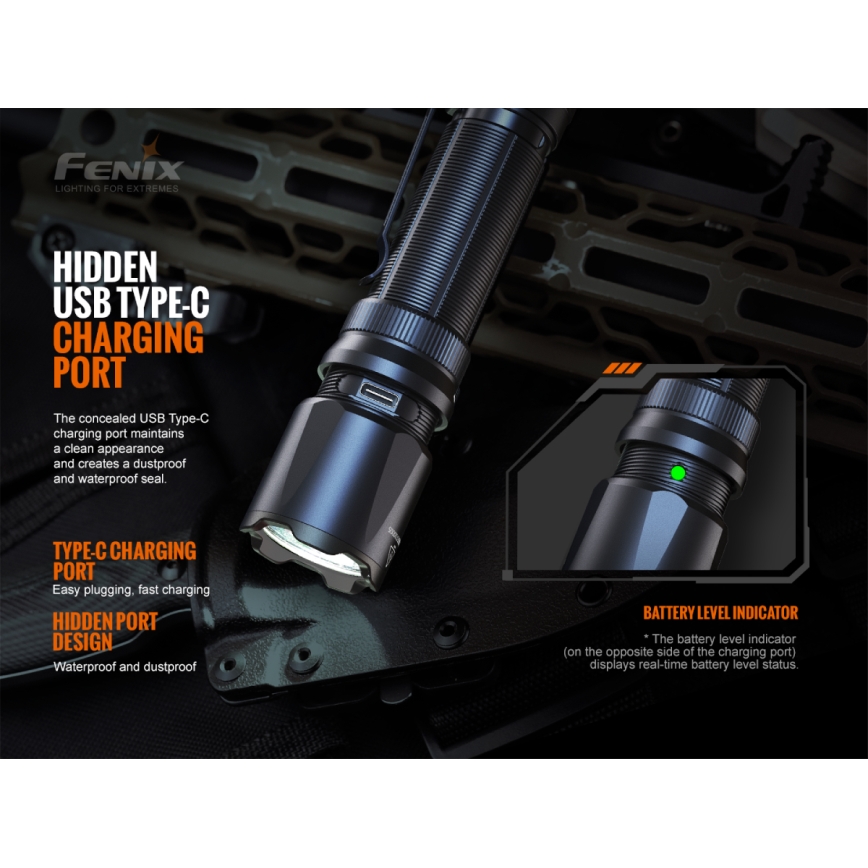 Fenix TK20RV20 - Светодиодный тактический аккумуляторный фонарь LED/USB IP68 3000 лм 48 часов