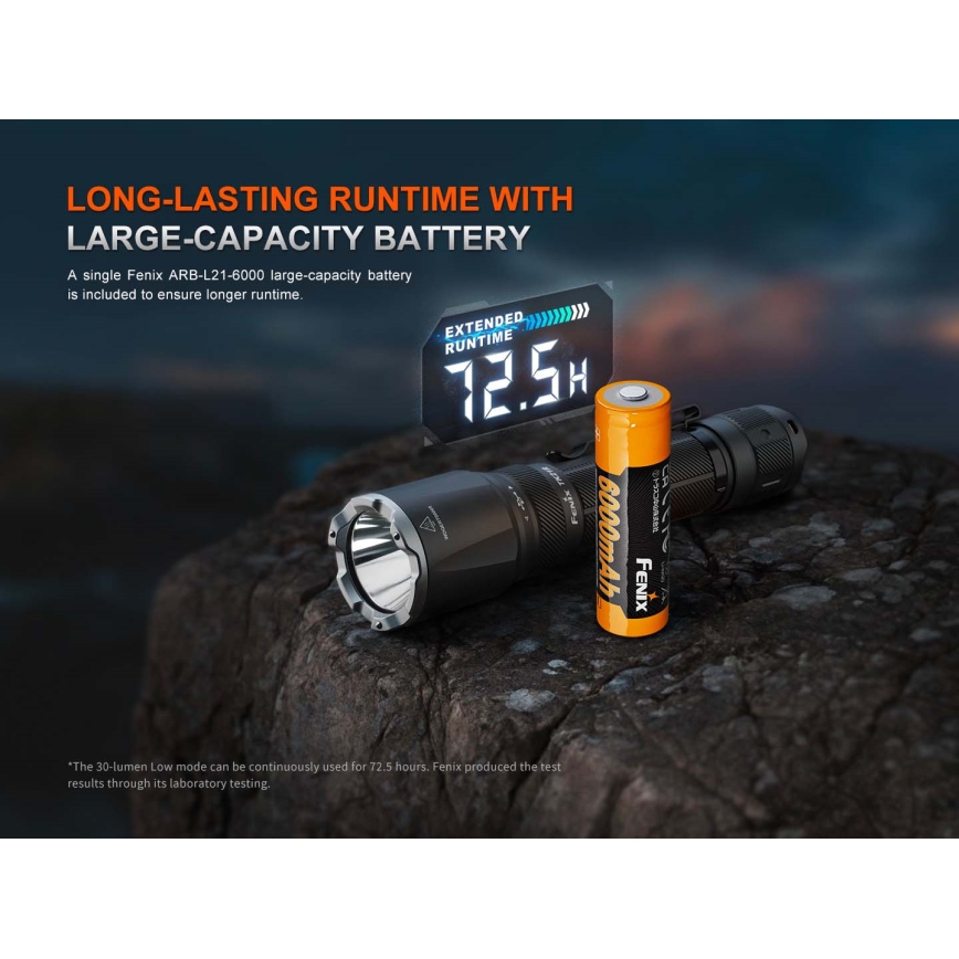 Fenix TK21RBLK - перезаряджуваний LED-ліхтар з регульованою яскравістю, LED/USB, 6000 mAh, IP68, 3600 лм, 72,5 год, чорний