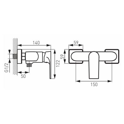 FERRO - Душевой смеситель ALGEO SQUARE, глянцевый хром