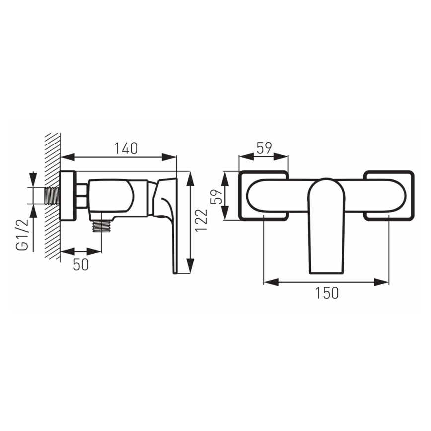 FERRO - Душевой смеситель ALGEO SQUARE, глянцевый хром