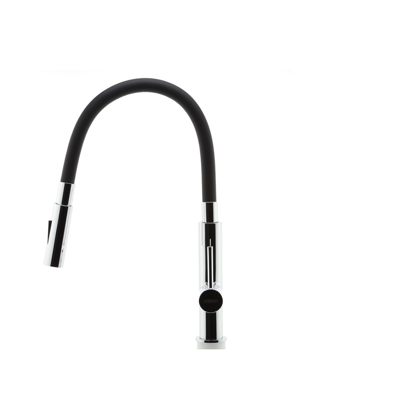 FERRO - Смеситель для мойки с гибким изливом блестящий хром/черный