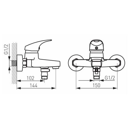 FERRO - Смеситель для ванны ONE глянцевый хром
