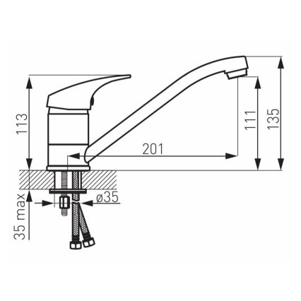 FERRO - Змішувач для мийки ONE, блискучий хром