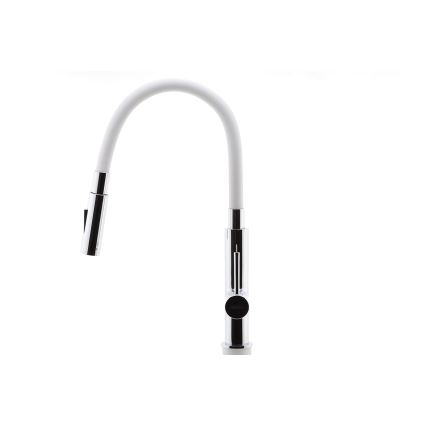 FERRO - Змішувач для раковини з гнучким виливом глянцевий хром/білий