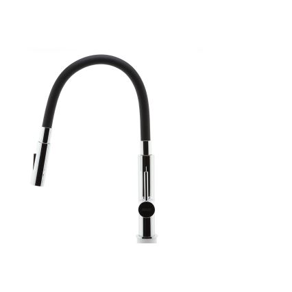 FERRO - Змішувач для раковини з гнучким виливом глянцевий хром/чорний