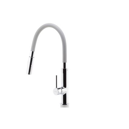 FERRO - Змішувач для раковини з гнучким виливом глянцевий хром/сірий
