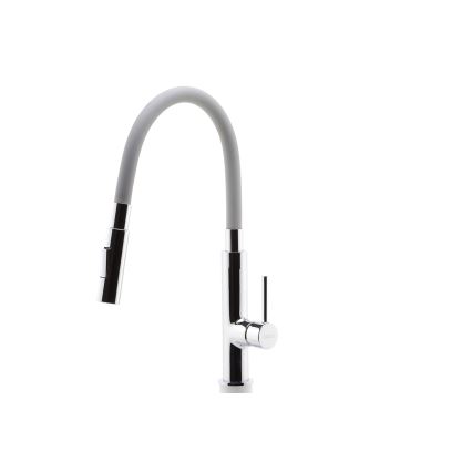 FERRO - Змішувач для раковини з гнучким виливом глянцевий хром/сірий