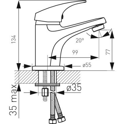 FERRO - Змішувач для умивальника ONE + донний клапан, блискучий хром