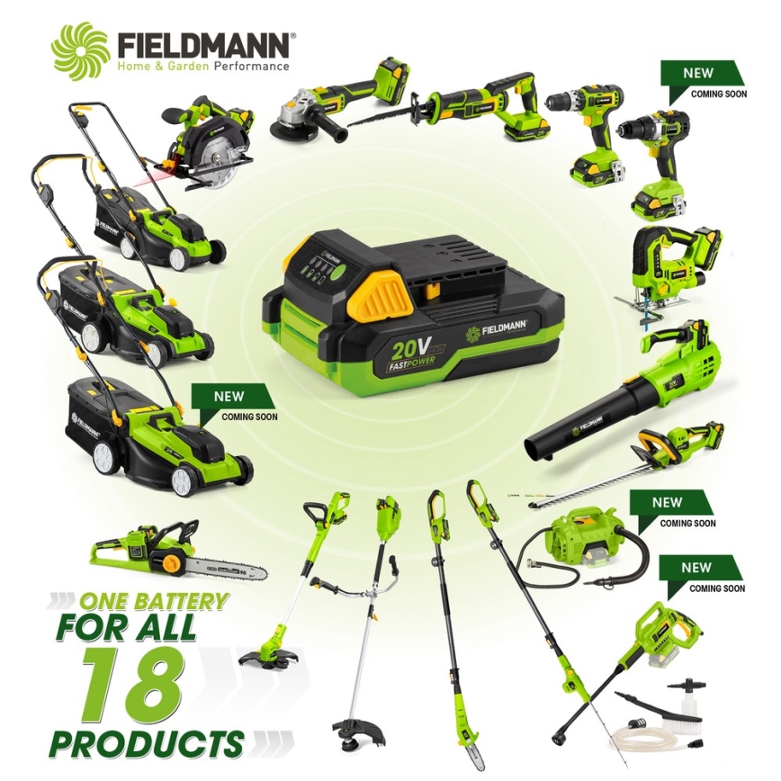 Fieldmann - Акумуляторні телескопічні ножиці для живоплоту 20В