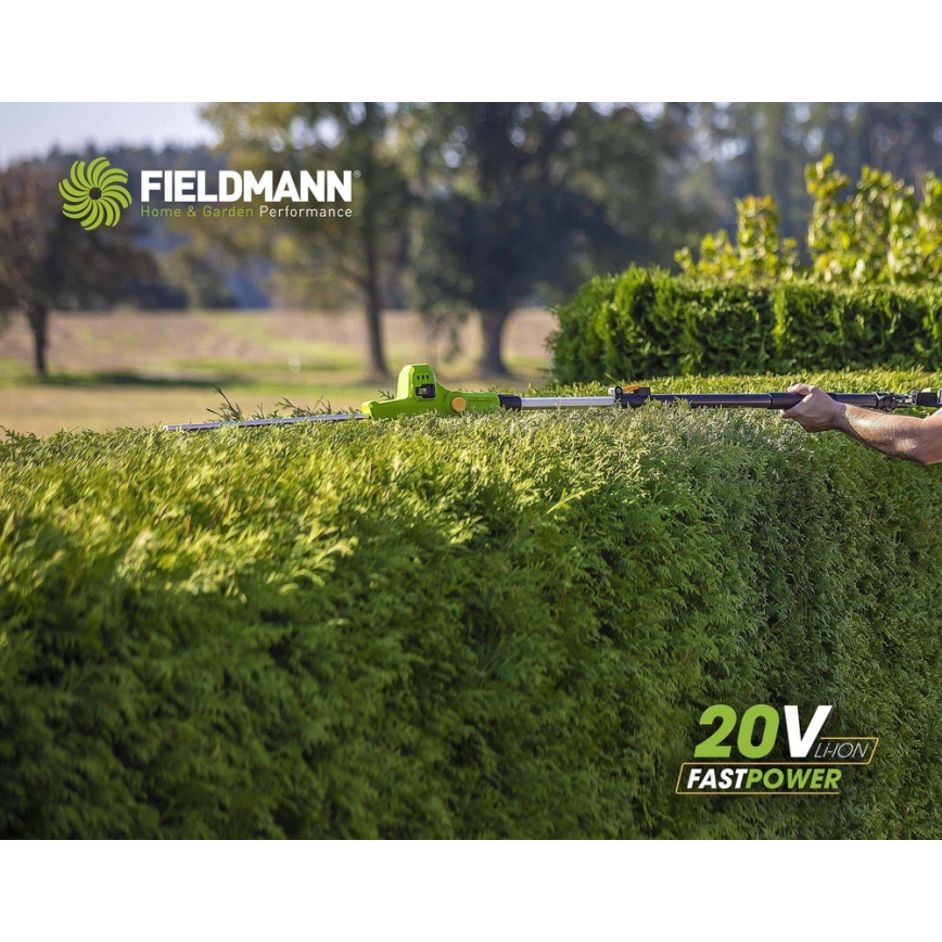 Fieldmann - Акумуляторні телескопічні ножиці для живоплоту 20В