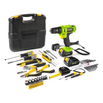 Fieldmann - аккумуляторная дрель с аксессуарами, 12 В, 1300 мА·ч