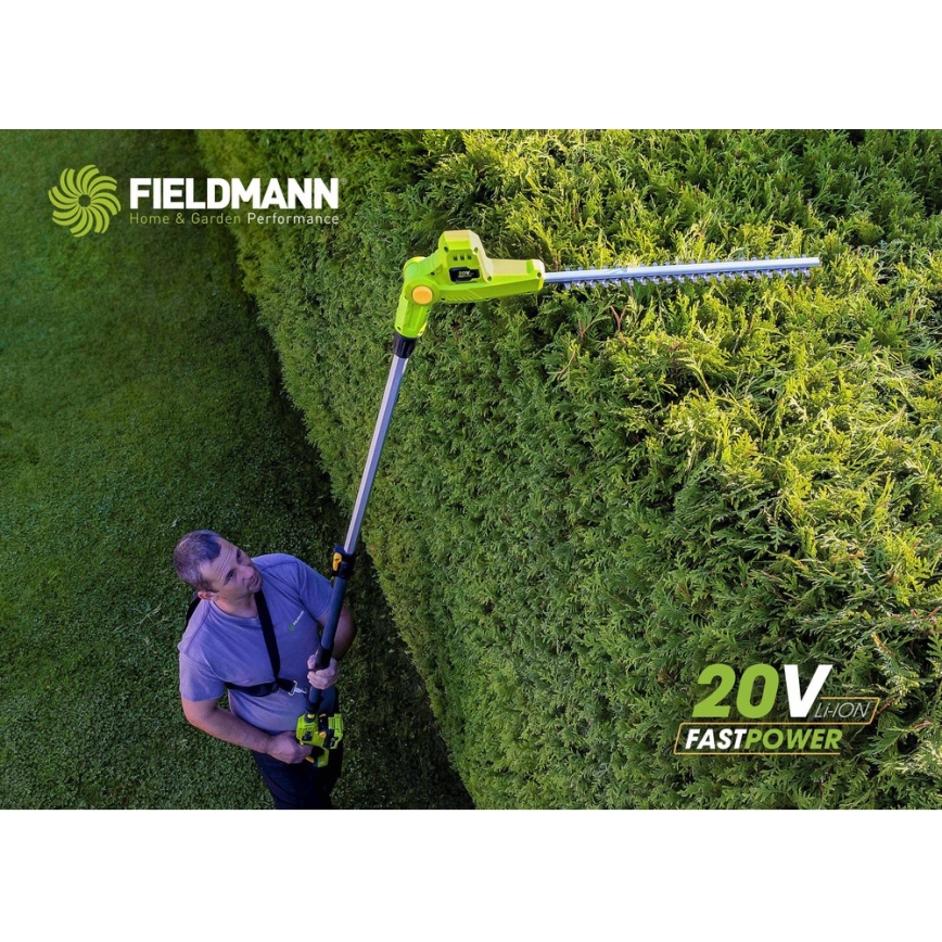 Fieldmann - Аккумуляторные телескопические ножницы для живой изгороди 20V