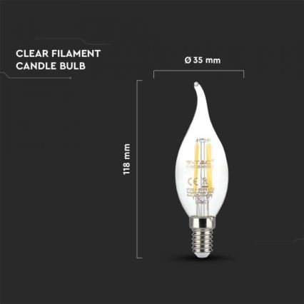Філаментна світлодіодна лампа E14/4W/230V 3000K