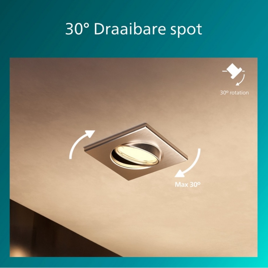 Філіпс - набір із 3 вбудованих світильників ПЕРІДОТ 1xGU10/7W/230V сріблястий