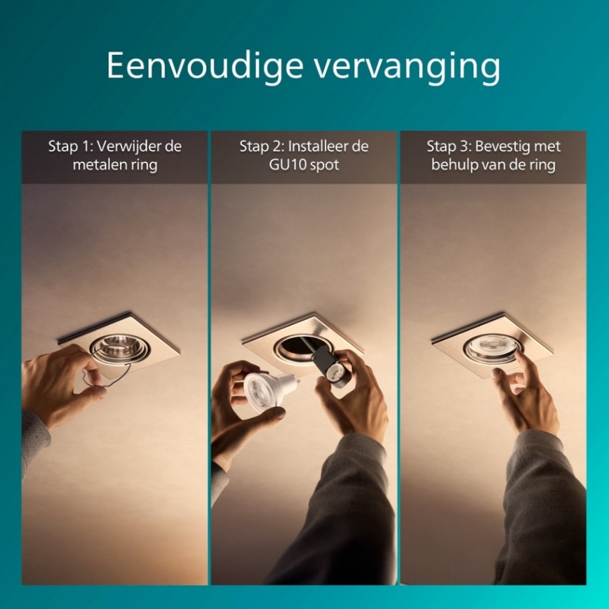 Філіпс - набір із 3 вбудованих світильників ПЕРІДОТ 1xGU10/7W/230V сріблястий