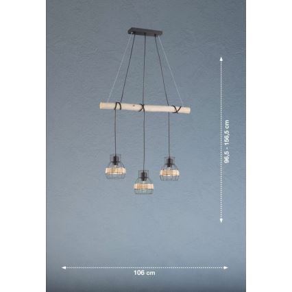 Fischer & Honsel 60798 - Підвісна люстра STRAW 3xE27/40W/230V