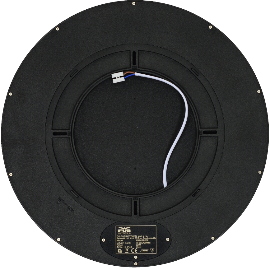 Fulgur 41813 - Стельовий LED світильник NOMY LED/32W/230V 3000/4000/6000K IP40 діаметр 40 см чорний