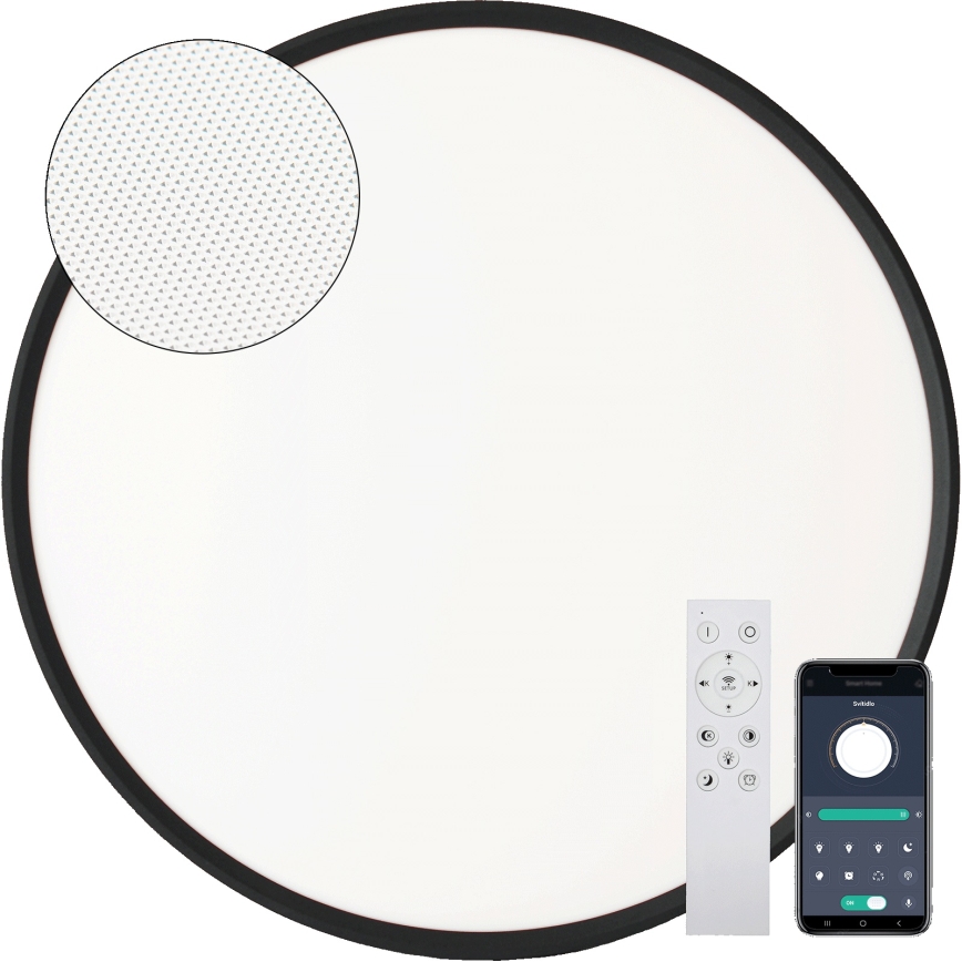Fulgur s-43057 - LED стельовий світильник з регулюванням яскравості NOMY LED/40W/230V 3000-6500K діам. 50 cm UGR19 IP40 Wi-Fi чорний + пульт дистанційного керування