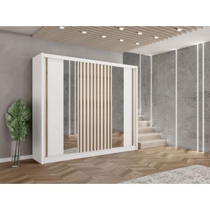 Гардеробный шкаф с зеркалом SANTINO 250x215 см белый/дуб крафт