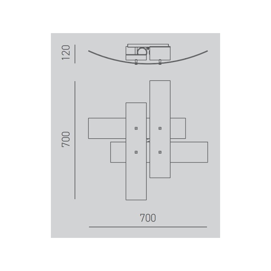 Gea Luce LARA P M arg - Стельовий світильник LARA 2xE27/70W/230V 70 см срібний