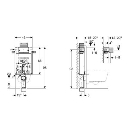 Geberit 110.010.00.1 - Инсталляция для подвесного унитаза Kombifix 98 см