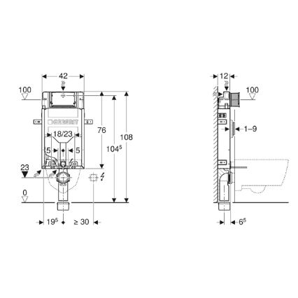 Geberit 110.302.00.5 - Инсталляционный модуль для подвесного унитаза Kombifix 108 см