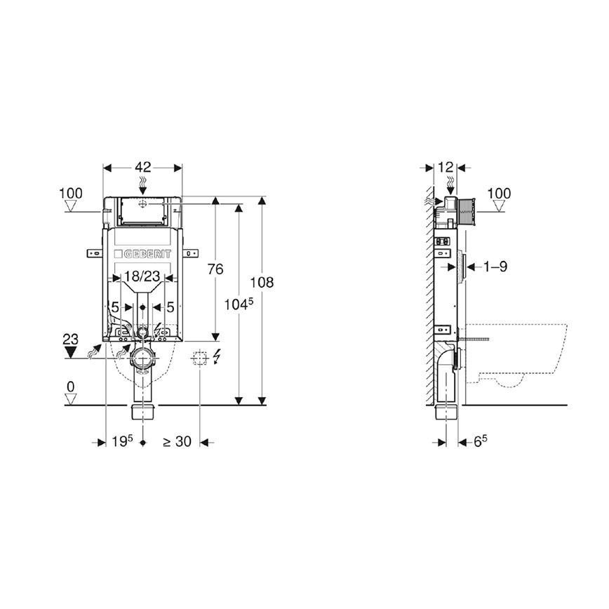 Geberit 110.302.00.5 - Инсталляционный модуль для подвесного унитаза Kombifix 108 см