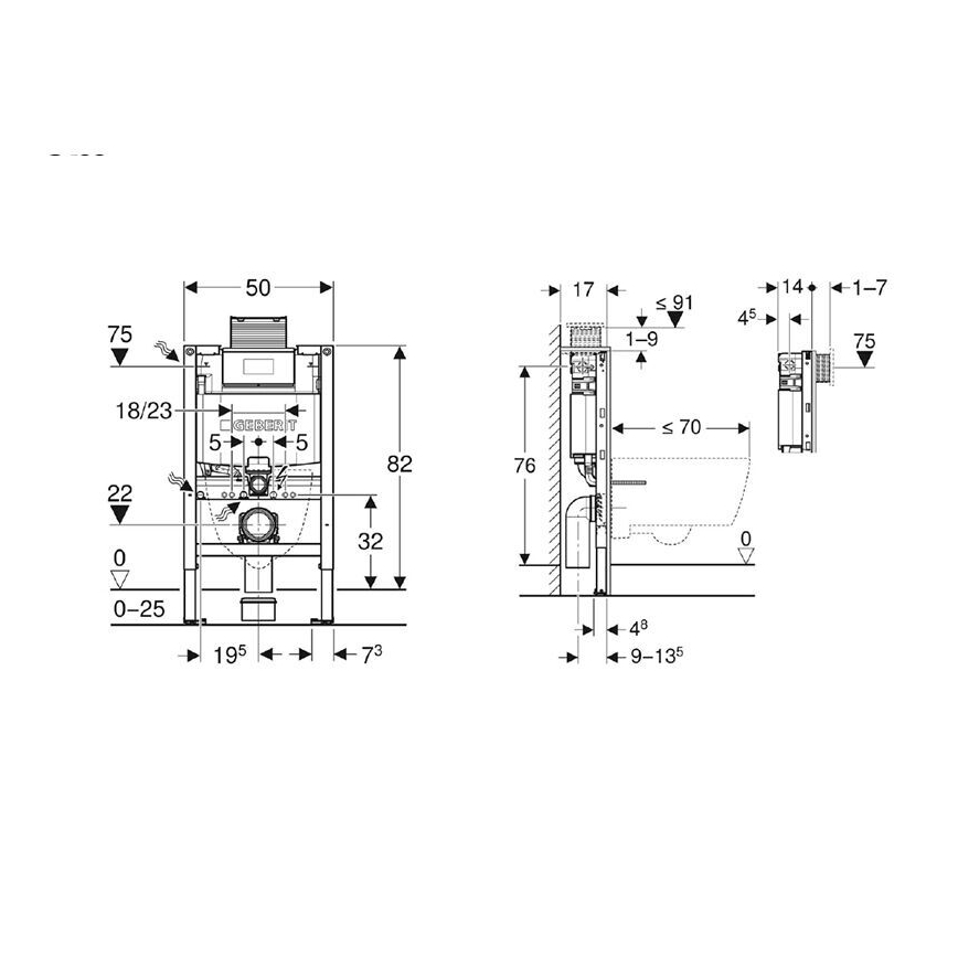 Geberit 111.003.00.2 - Встраиваемый модуль для подвесного унитаза Duofix, 82 см